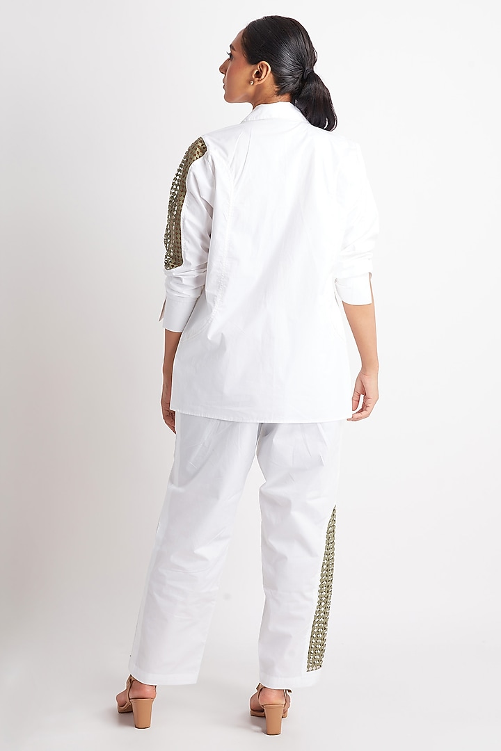 White Cotton Cutwork Co-ord Set by Richaa Goenka at Pernia's Pop Up Shop