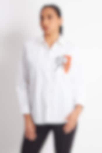 White Cotton Embroidered Shirt by Richaa Goenka at Pernia's Pop Up Shop