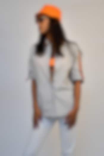 Black & White Cotton Embroidered Shirt by Richaa Goenka at Pernia's Pop Up Shop