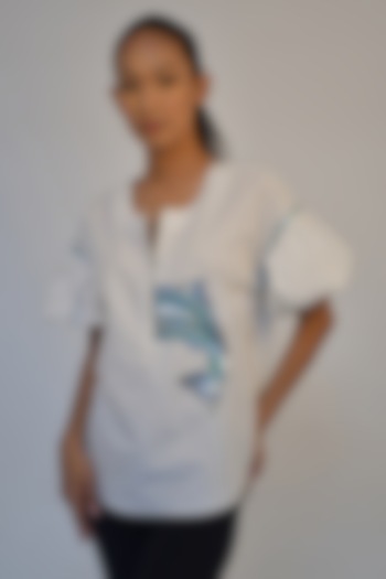 White Cotton Embroidered Top by Richaa Goenka at Pernia's Pop Up Shop