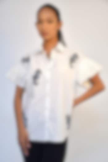 White Cotton Embroidered Shirt by Richaa Goenka at Pernia's Pop Up Shop