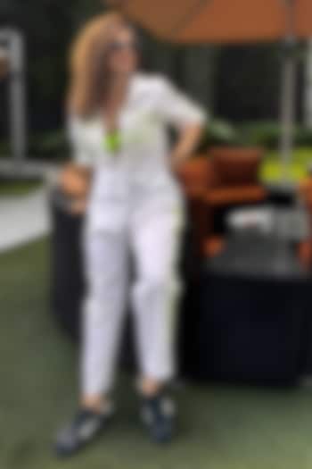 White Cotton Embroidered Co-ord Set by Richaa Goenka at Pernia's Pop Up Shop