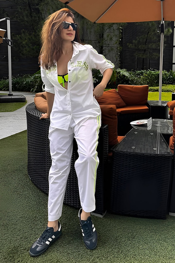 White Cotton Embroidered Co-ord Set by Richaa Goenka at Pernia's Pop Up Shop