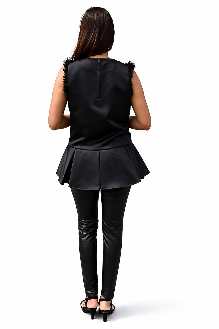 Black Satin Cutwork Top by Richaa Goenka at Pernia's Pop Up Shop