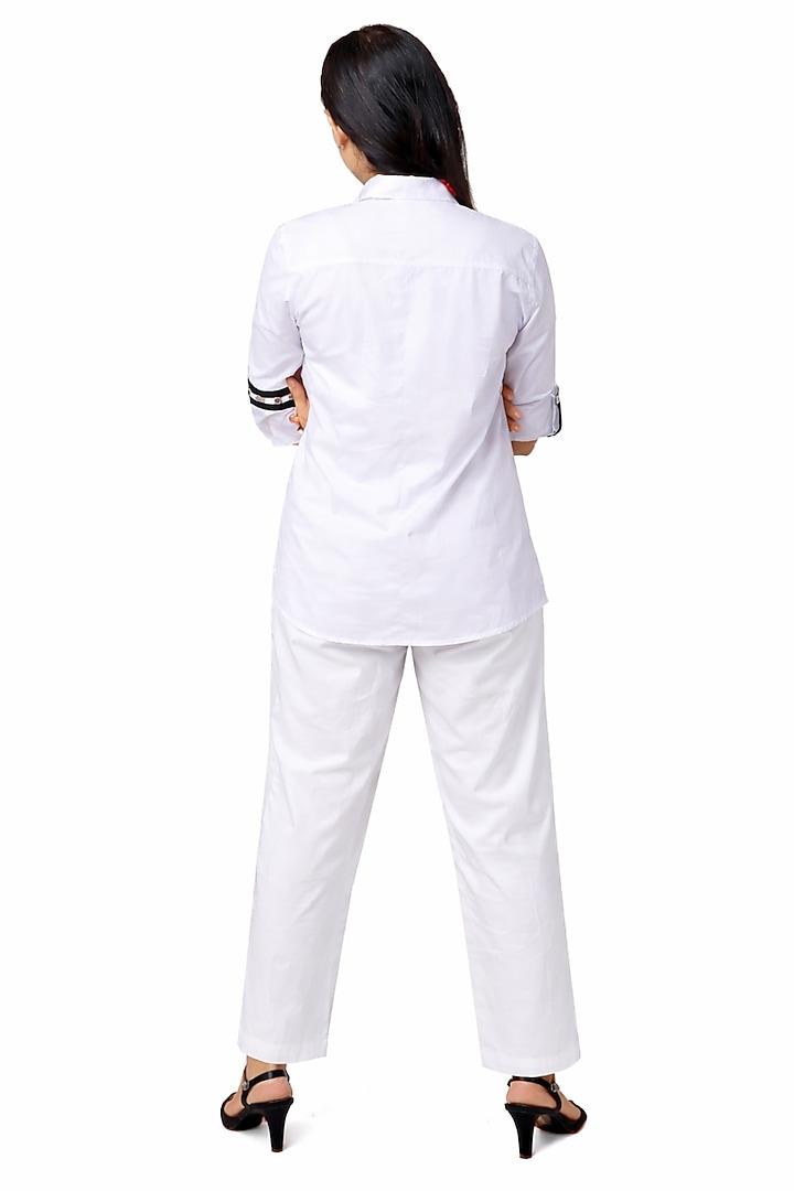 Black & White Cotton Embroidered Shirt by Richaa Goenka at Pernia's Pop Up Shop