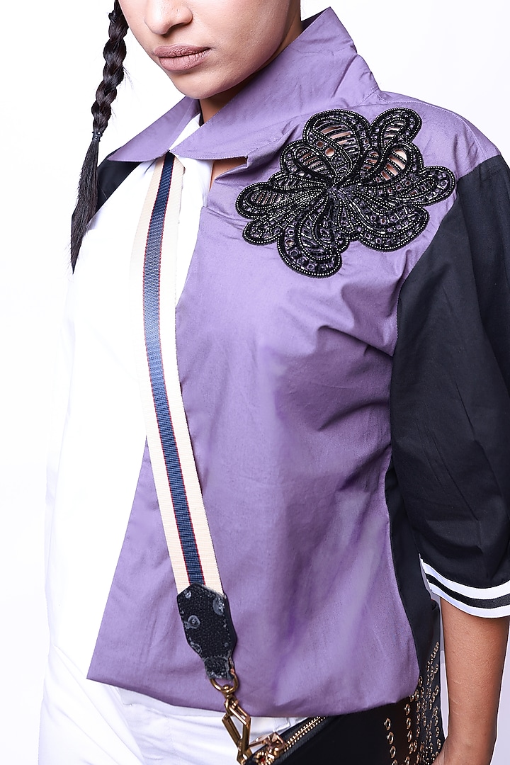 Multi-Colored Cotton Cutwork Embroidered Shirt by Richaa Goenka at Pernia's Pop Up Shop