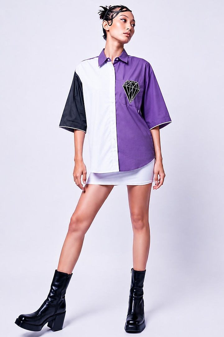 Multi-Colored Cotton Embroidered Shirt by Richaa Goenka at Pernia's Pop Up Shop