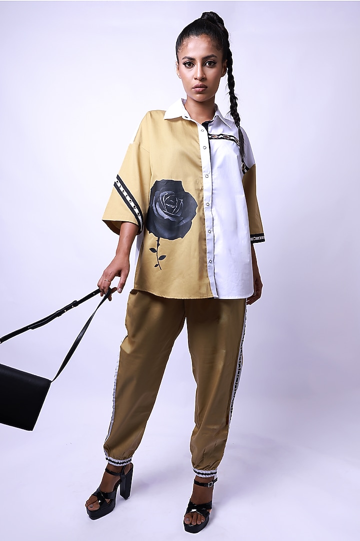 Beige & White Cotton Co-ord Set by Richaa Goenka at Pernia's Pop Up Shop