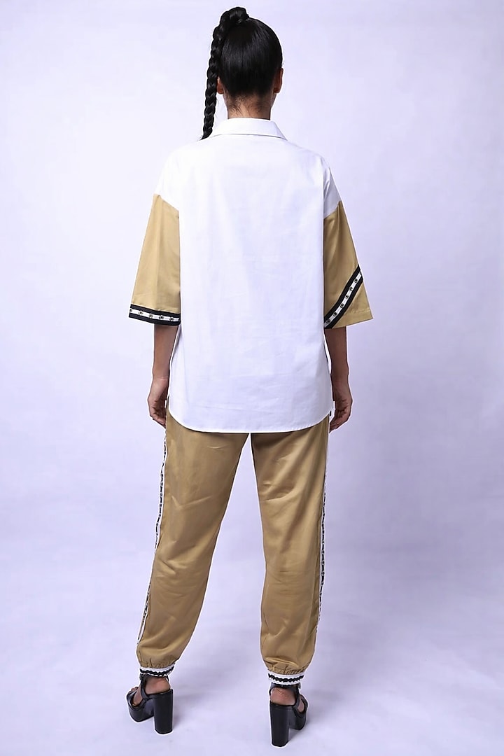 Beige & White Cotton Co-ord Set by Richaa Goenka at Pernia's Pop Up Shop