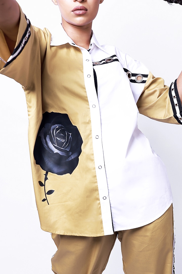 Beige & White Cotton Co-ord Set by Richaa Goenka at Pernia's Pop Up Shop