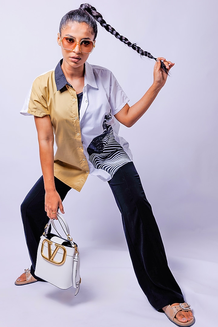 White Cotton Printed Shirt by Richaa Goenka at Pernia's Pop Up Shop