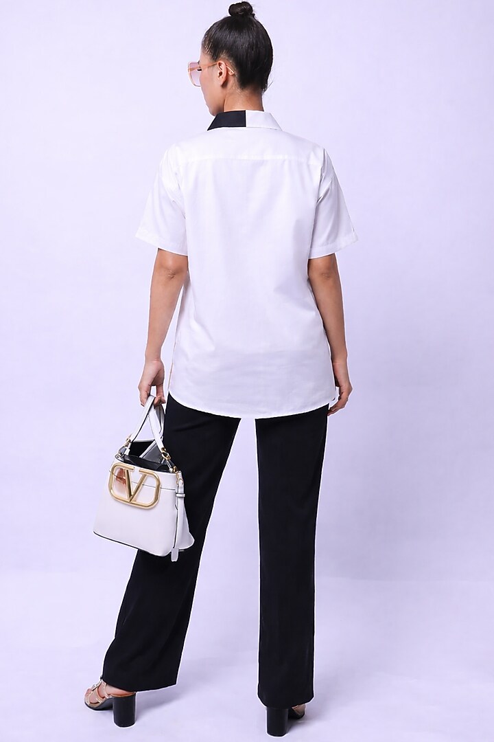 White Cotton Printed Shirt by Richaa Goenka at Pernia's Pop Up Shop