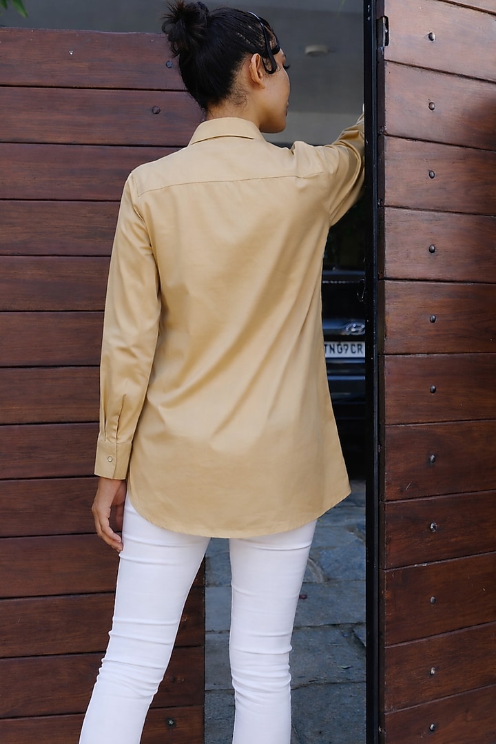 Beige Cotton Shirt by Richaa Goenka at Pernia's Pop Up Shop