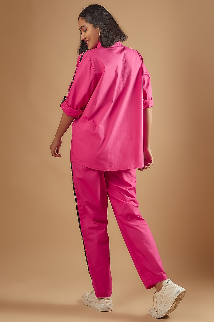 Hot pink Cotton Hand Embroidered Co-Ord Set by Richaa Goenka at Pernia's Pop Up Shop