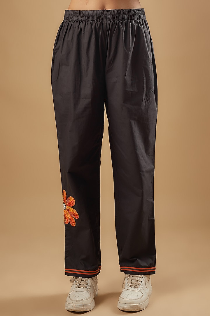 Black Cotton Sequins Embroidered Co-Ord Set by Richaa Goenka at Pernia's Pop Up Shop