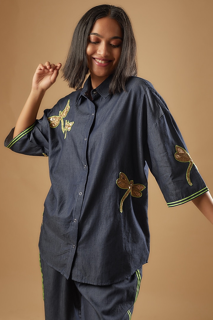 Disha Adidas Ec Waist Back Bag Blue Denim Zardosi Embroidered Co