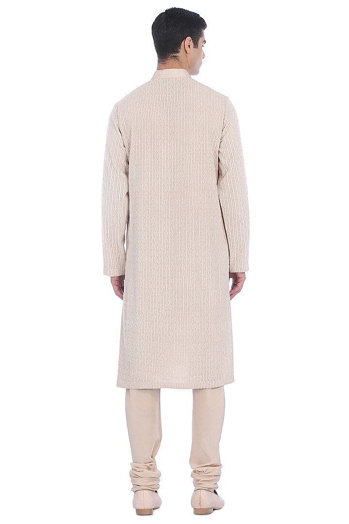 Beige Embroidered Kurta Set by Rohit Gandhi & Rahul Khanna Men at Pernia's Pop Up Shop