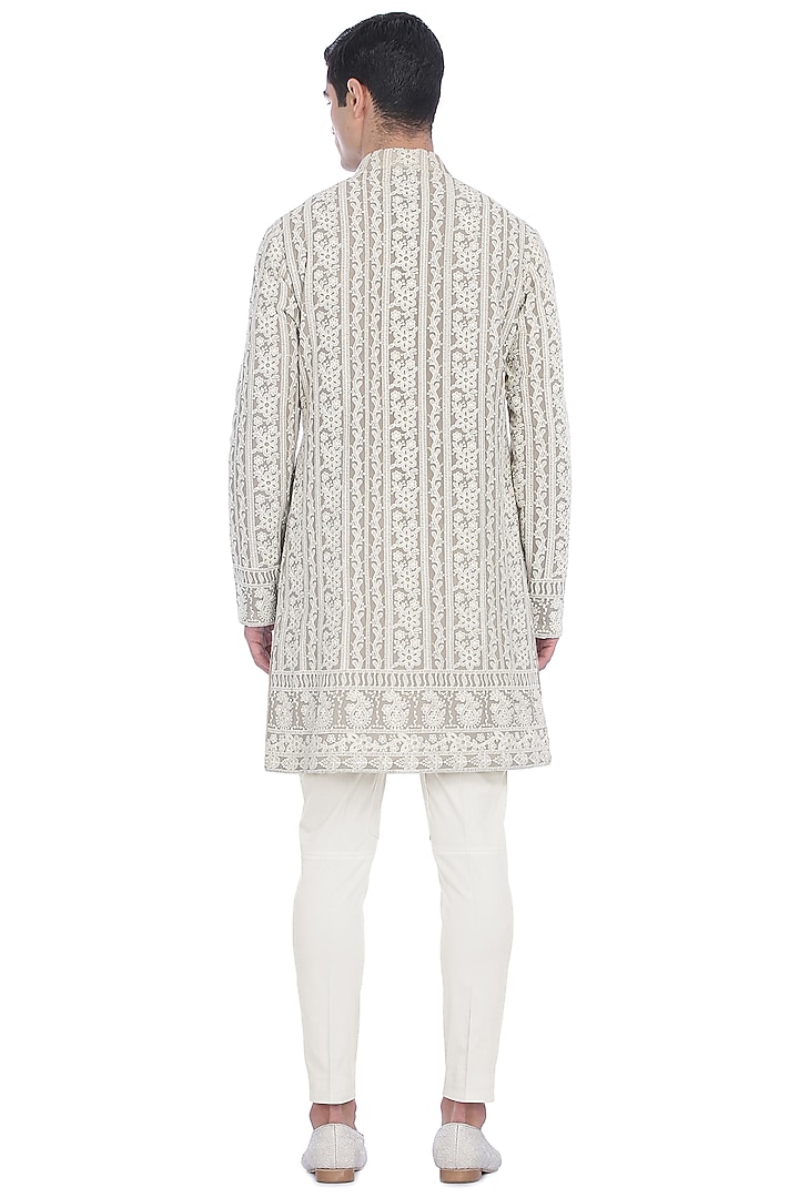 Beige Embroidered Groom Sherwani Set by Rohit Gandhi & Rahul Khanna Men at Pernia's Pop Up Shop