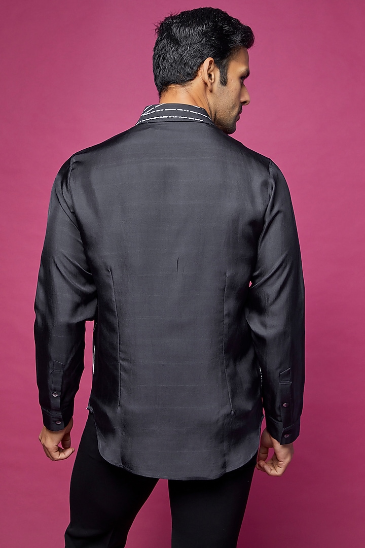 Blue Cotton Printed Wedding Shirt by Rohit Gandhi & Rahul Khanna Men at Pernia's Pop Up Shop
