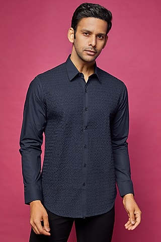 Blue Cotton Shirt by Rohit Gandhi & Rahul Khanna Men