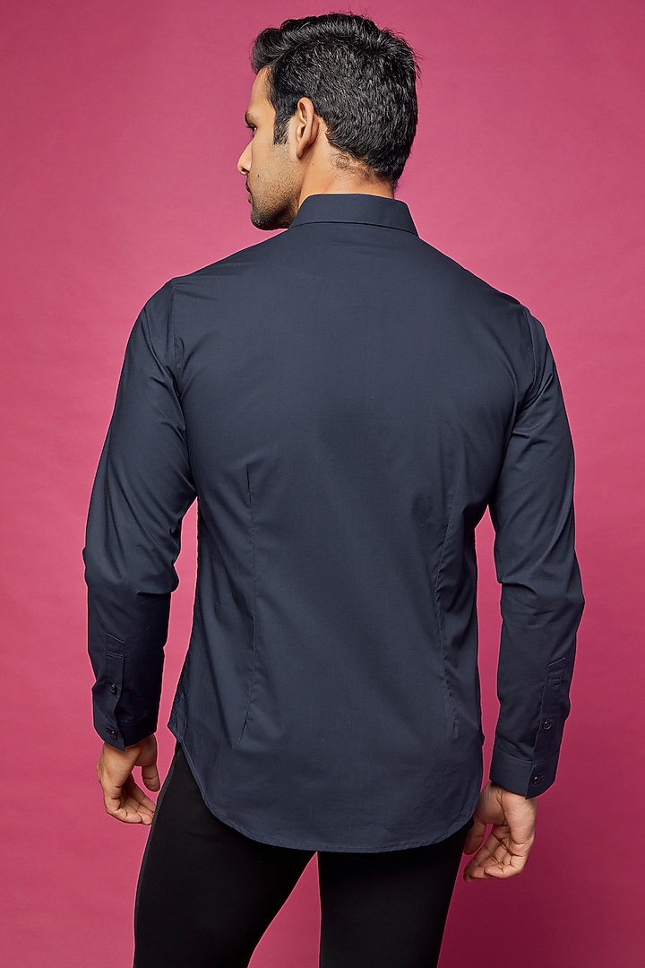 Blue Cotton Party Wear Shirt by Rohit Gandhi & Rahul Khanna Men at Pernia's Pop Up Shop