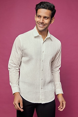 White Cotton Shirt by Rohit Gandhi & Rahul Khanna Men