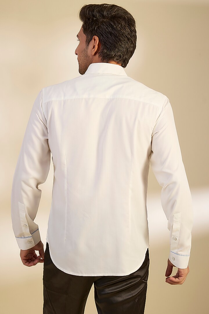 Ivory Cotton Resham Embroidered Wedding Shirt by Rohit Gandhi & Rahul Khanna Men at Pernia's Pop Up Shop