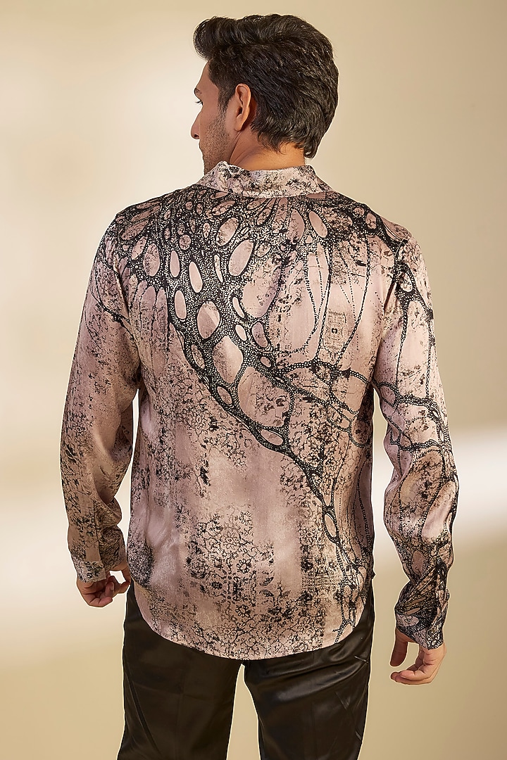Mocha Silk Printed Wedding Shirt by Rohit Gandhi & Rahul Khanna Men at Pernia's Pop Up Shop