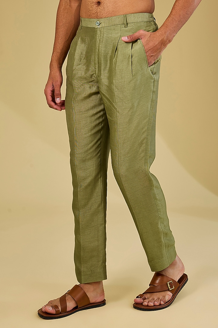 Ash Green Viscose Embroidered Kurta Set by Rohit Gandhi & Rahul Khanna Men at Pernia's Pop Up Shop