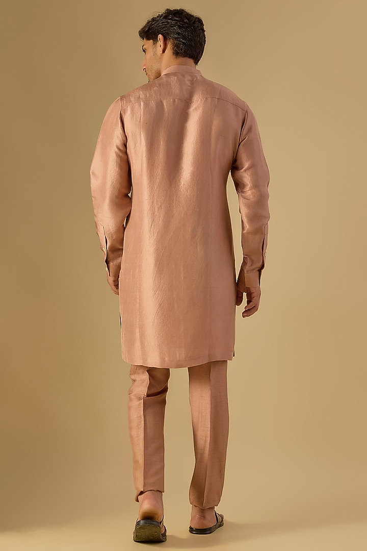 Gold Cotton Silk Thread Embroidered Kurta Set by Rohit Gandhi & Rahul Khanna Men at Pernia's Pop Up Shop