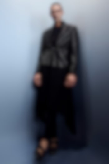 Black Matka Silk Hand-Textured Jacket Set by Rohit Gandhi & Rahul Khanna Men at Pernia's Pop Up Shop