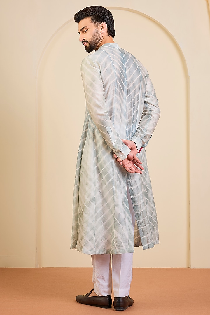 Marine Green Gazetted Cotton Kurta Set by Rohit Gandhi & Rahul Khanna Men at Pernia's Pop Up Shop
