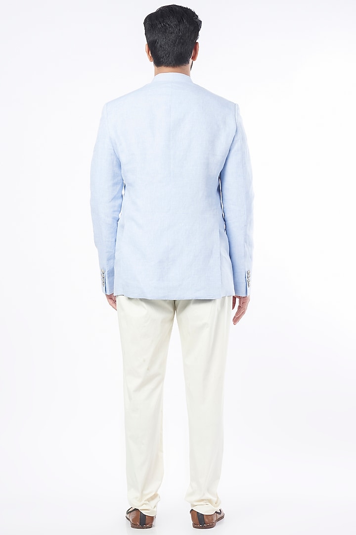 Ice Blue Wedding Bandhgala Jacket by Rohit Gandhi & Rahul Khanna Men at Pernia's Pop Up Shop