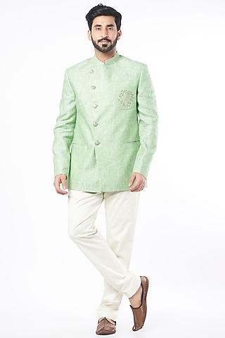 Mint Bandhgala Jacket by Rohit Gandhi & Rahul Khanna Men