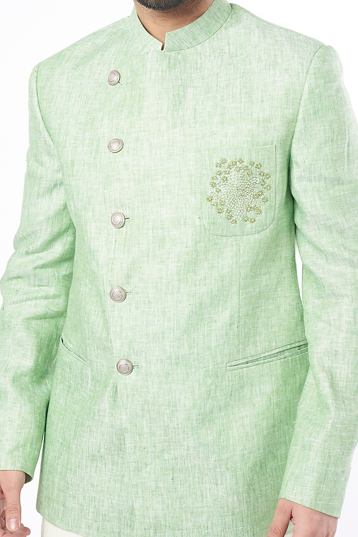 Mint Wedding Bandhgala Jacket by Rohit Gandhi & Rahul Khanna Men at Pernia's Pop Up Shop