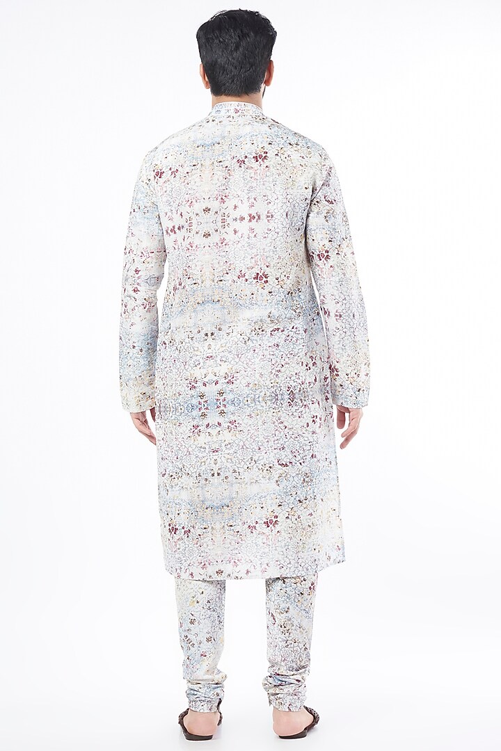 Multi-Colored Silk Printed Kurta Set by Rohit Gandhi & Rahul Khanna Men at Pernia's Pop Up Shop