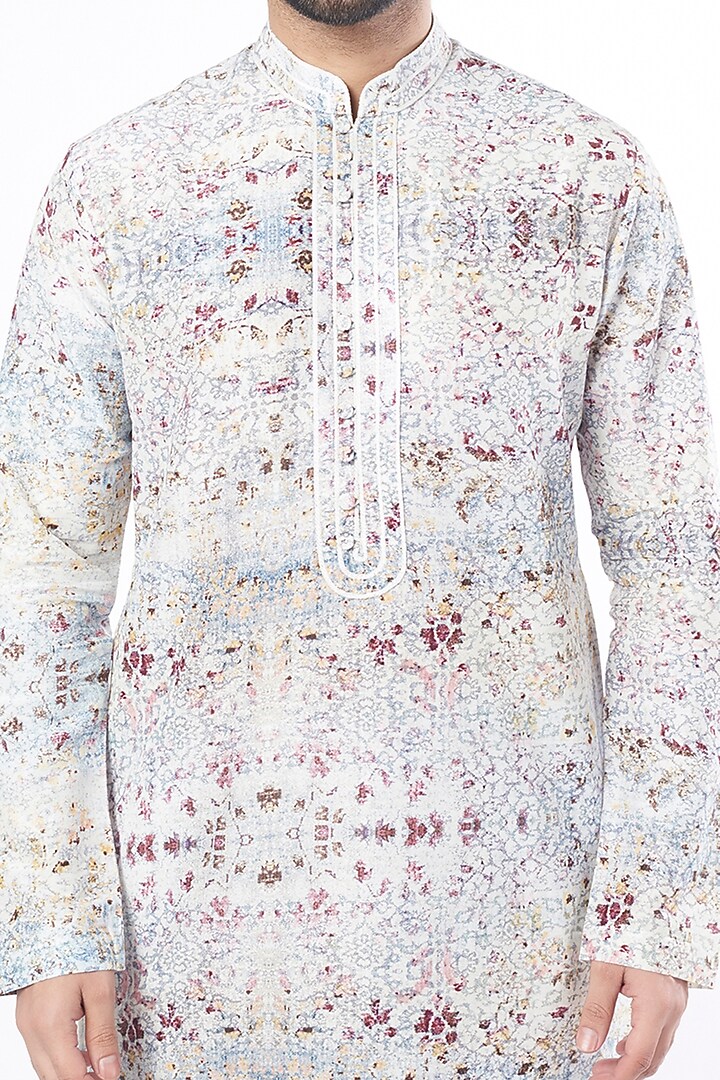 Multi-Colored Silk Printed Kurta Set by Rohit Gandhi & Rahul Khanna Men at Pernia's Pop Up Shop