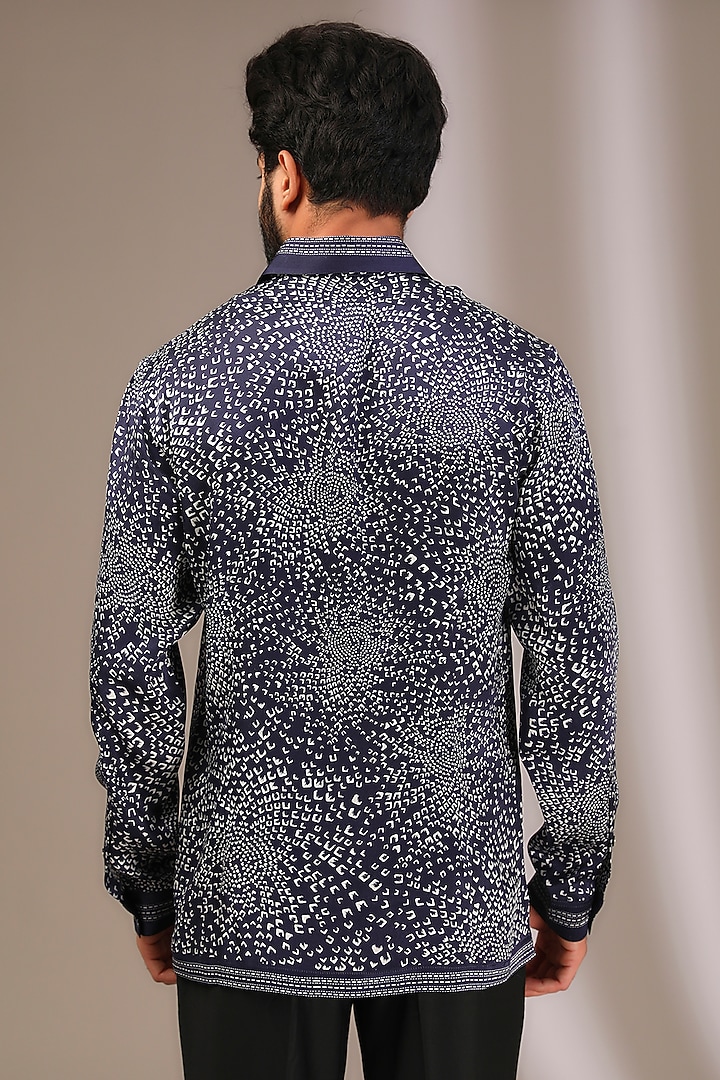 Blue Viscose Supernova Wedding Shirt by Rohit Gandhi & Rahul Khanna Men at Pernia's Pop Up Shop