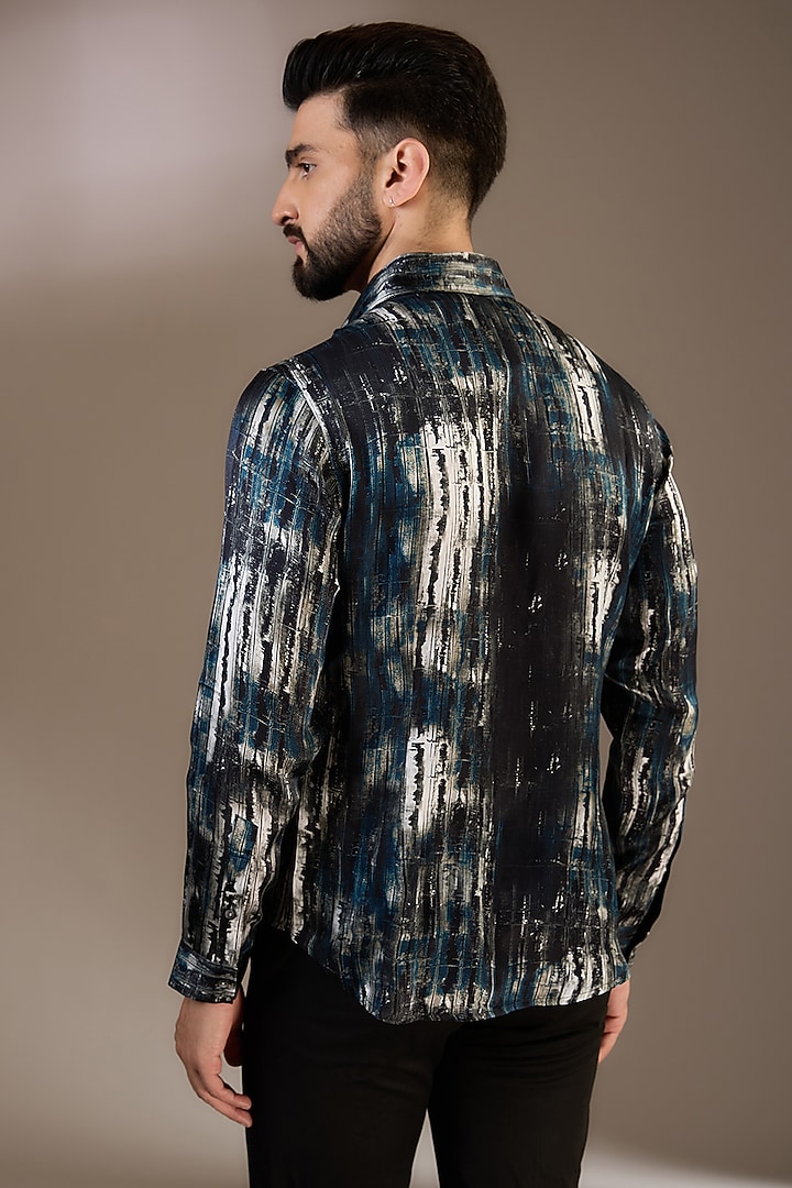 Olive Green Crepe Printed Wedding Shirt by Rohit Gandhi & Rahul Khanna Men at Pernia's Pop Up Shop
