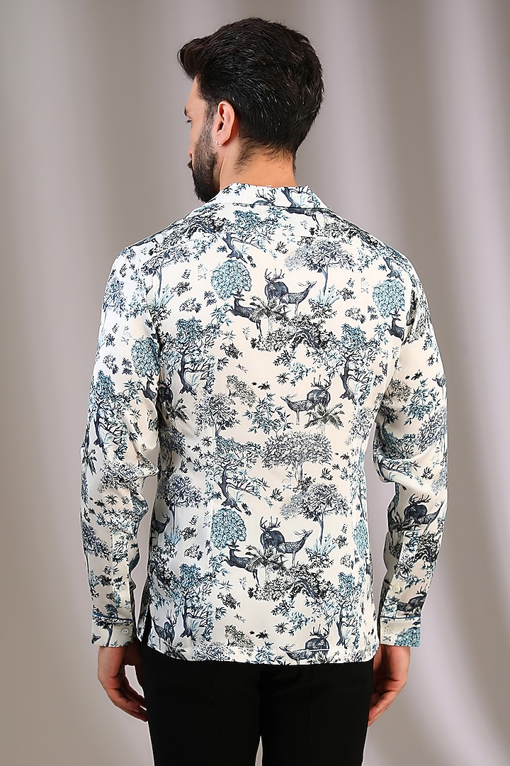 Multi-Colored Silk Satin Motif Printed Wedding Shirt by Rohit Gandhi & Rahul Khanna Men at Pernia's Pop Up Shop