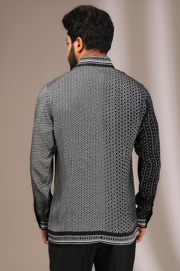 Black Cotton Supernova Wedding Shirt by Rohit Gandhi & Rahul Khanna Men at Pernia's Pop Up Shop