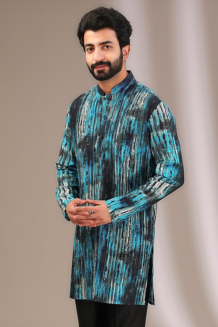 Multi-Colored Cotton Printed Kurta by Rohit Gandhi & Rahul Khanna Men at Pernia's Pop Up Shop