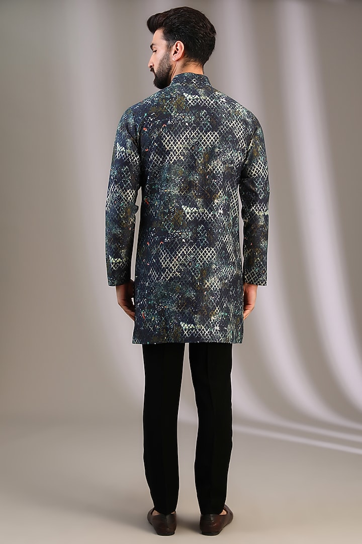 Olive Green Gusted Cotton Printed Kurta by Rohit Gandhi & Rahul Khanna Men at Pernia's Pop Up Shop