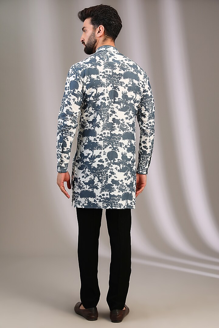 Multi-Colored Gusted Cotton Motif Printed Kurta by Rohit Gandhi & Rahul Khanna Men at Pernia's Pop Up Shop