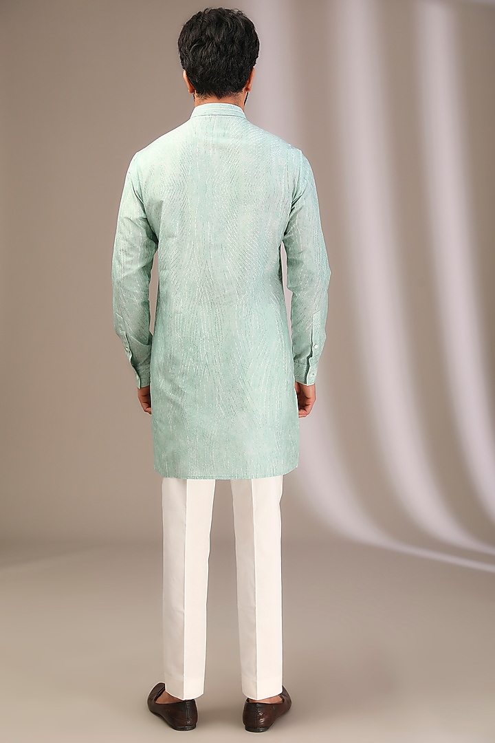Ice Blue Cotton Printed Kurta by Rohit Gandhi & Rahul Khanna Men at Pernia's Pop Up Shop