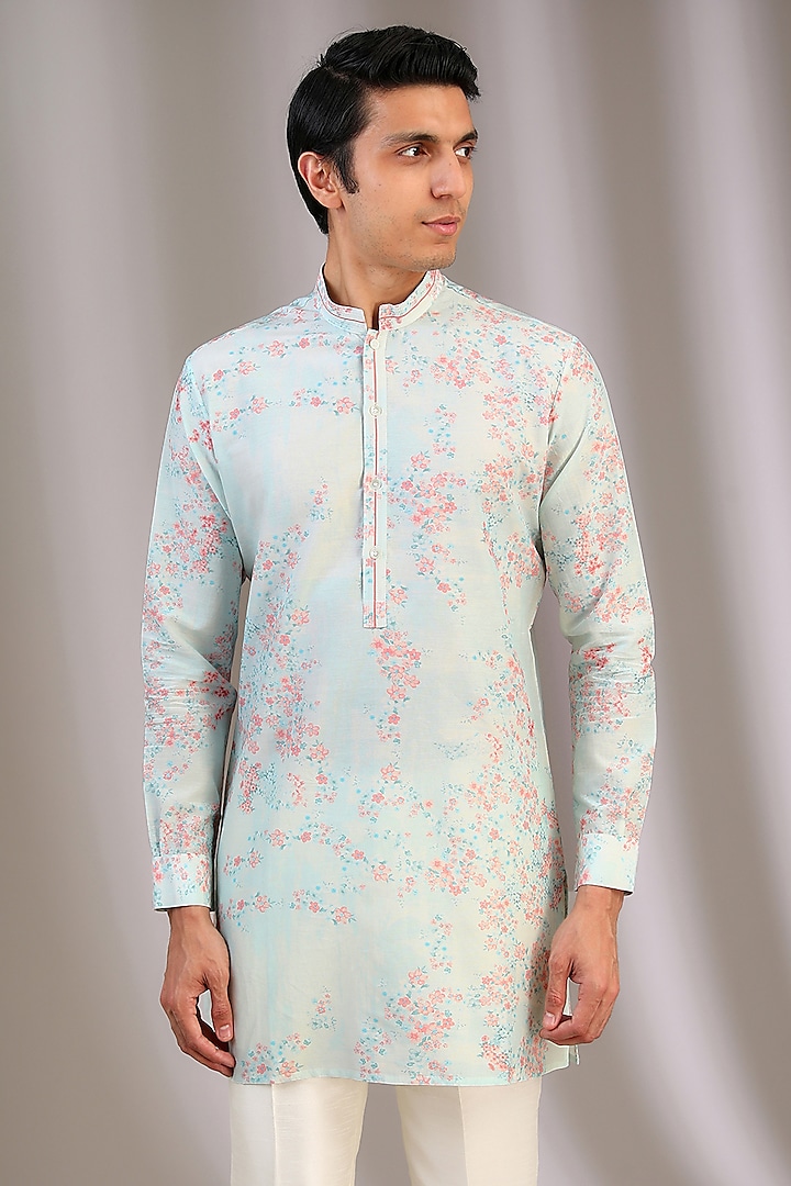 Multi-Colored Gusted Cotton Printed Kurta by Rohit Gandhi & Rahul Khanna Men at Pernia's Pop Up Shop