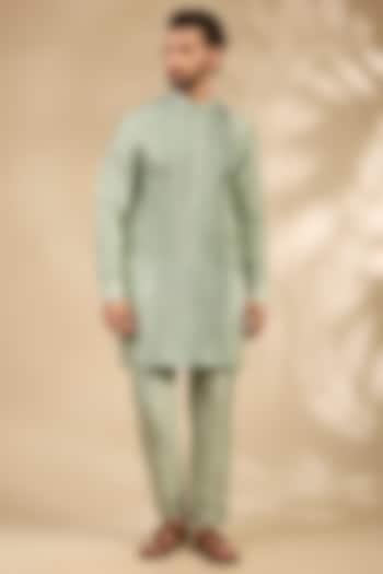 Lily Green Cotton Silk Kurta Set by Rohit Gandhi & Rahul Khanna Men at Pernia's Pop Up Shop