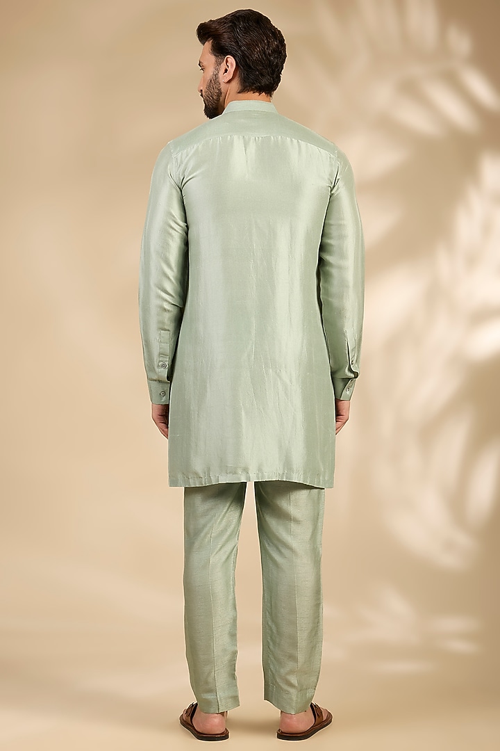 Lily Green Cotton Silk Kurta Set by Rohit Gandhi & Rahul Khanna Men at Pernia's Pop Up Shop