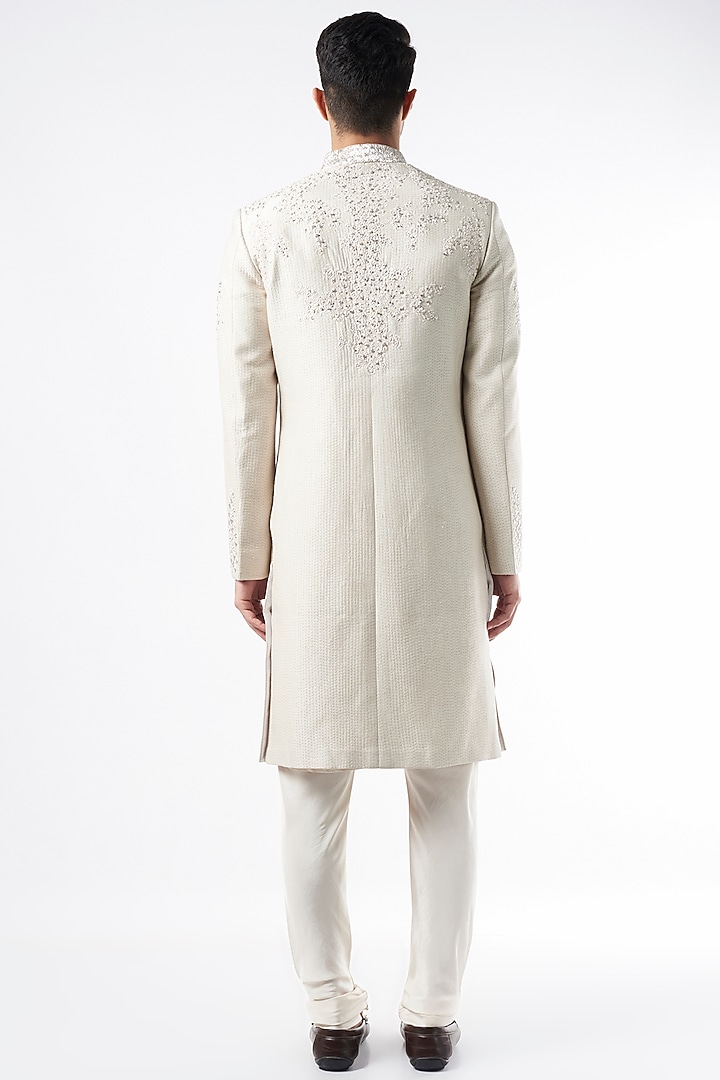 Beige Embroidered Groom Sherwani Set by Rohit Gandhi & Rahul Khanna Men at Pernia's Pop Up Shop