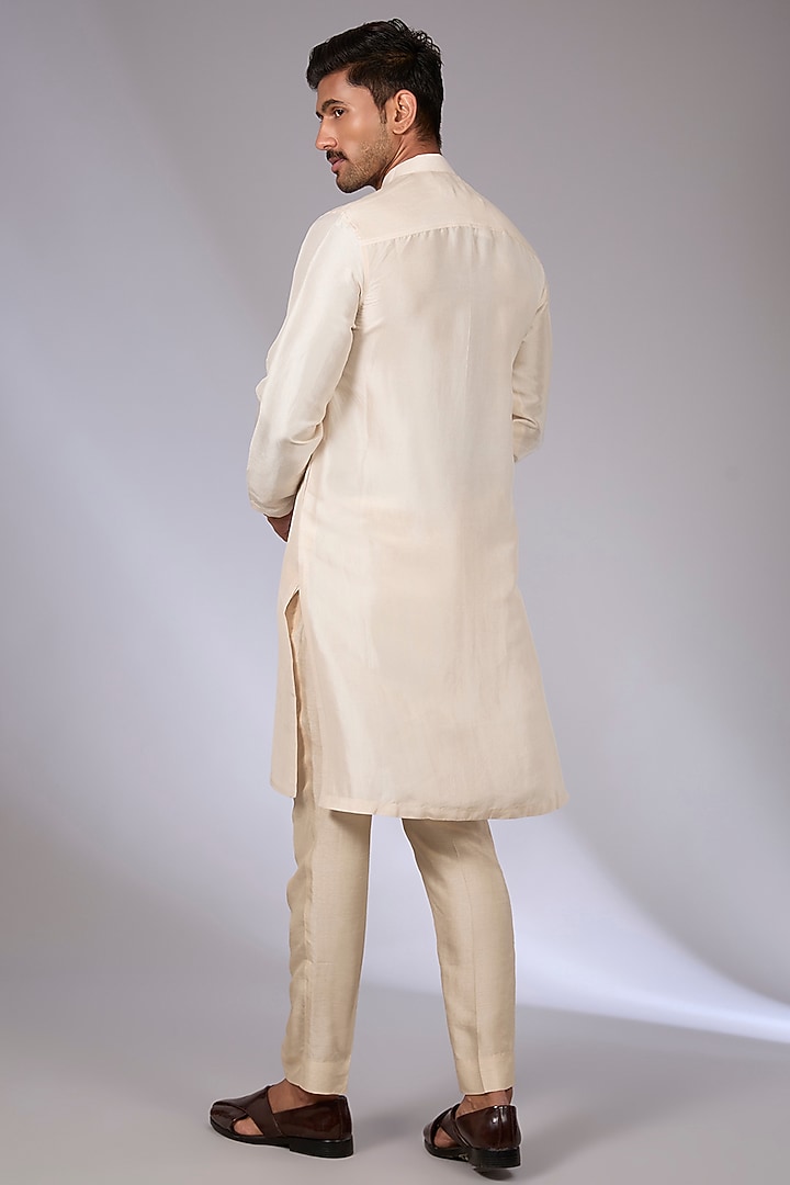 Sandstone Viscose Dupion Groom Bandhgala Set by Rohit Gandhi & Rahul Khanna Men at Pernia's Pop Up Shop